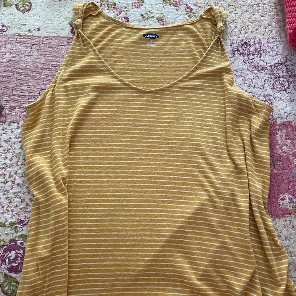 Old Navy Striped Yellow Tank Top